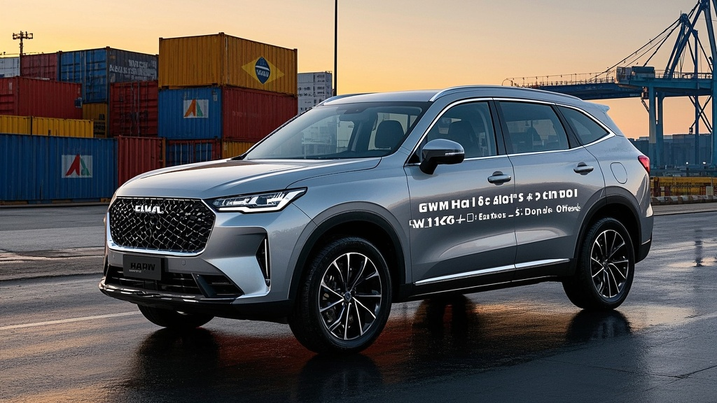 Haval H6 2025 destined for Brazil via CIF Santos, showing supply chain route from Guangzhou to Port of Santos