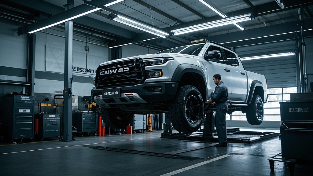 2024款长安 猎手 皮卡 正在进行发动机舱保养检查